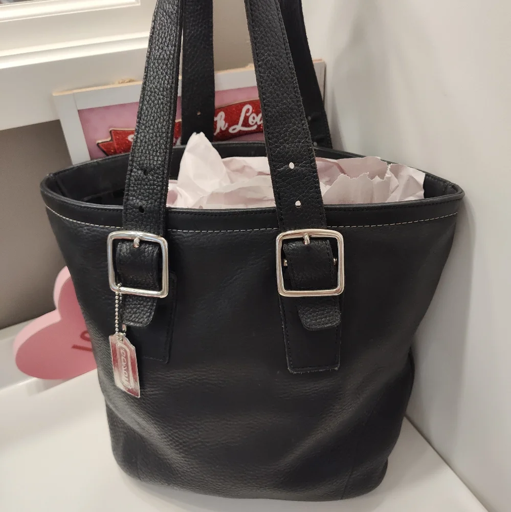 🖤Rare Vintage 90's Coach Hamilton Milbrook Pebbled Leather Shoulder Tote #9600 - Picture 3 of 16